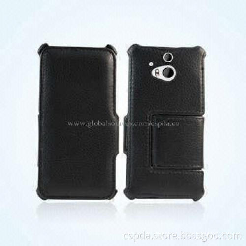 PU Leather Heat Setting Back Standing Mobile Phone Case for HTC One 2, OEM and ODM Orders Welcomed